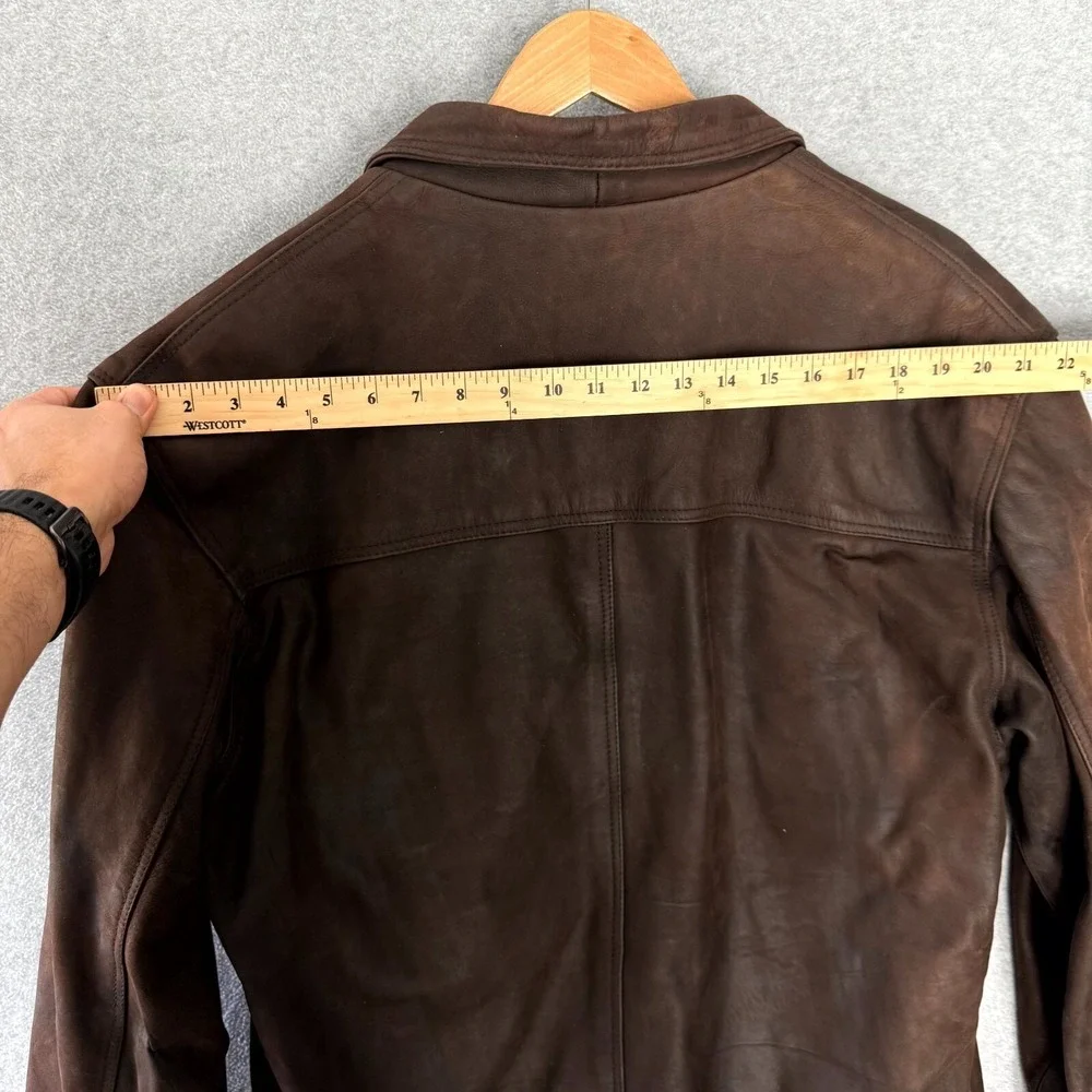 VINTAGE AKASO US Navy Heavyweight Leather Jacket Men's XL‎ Brown Collared